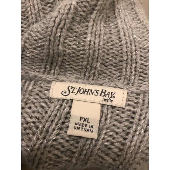 St. John Bay Women’s PXL Gray Cardigan Cable Knit Sweater Button - Picture 3 of 3